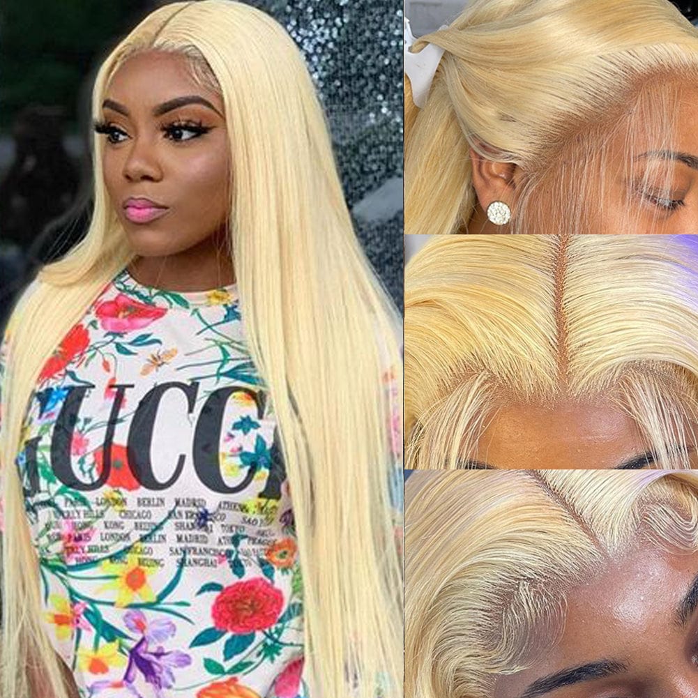 13x4 613 Frontal Wigs For Black Women Human Hair Virgin Cuticle Aligned Hair Blonde Lace Front Wig Straight 613 Lace Full Wigs