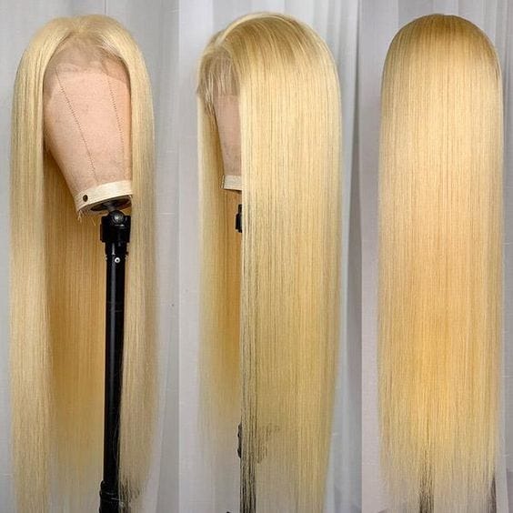 13x4 613 Frontal Wigs For Black Women Human Hair Virgin Cuticle Aligned Hair Blonde Lace Front Wig Straight 613 Lace Full Wigs