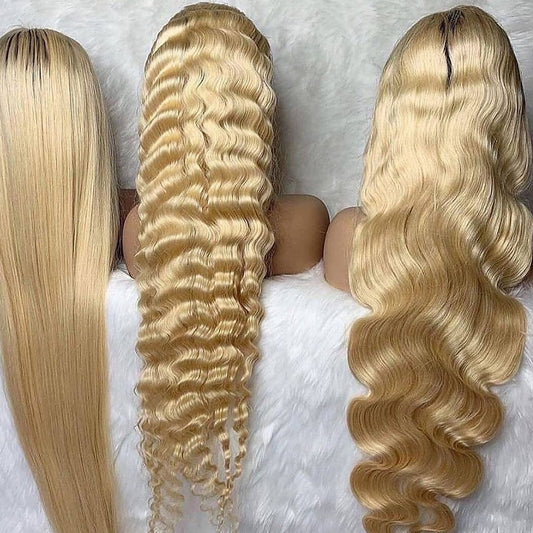 13x4 613 Frontal Wigs For Black Women Human Hair Virgin Cuticle Aligned Hair Blonde Lace Front Wig Straight 613 Lace Full Wigs