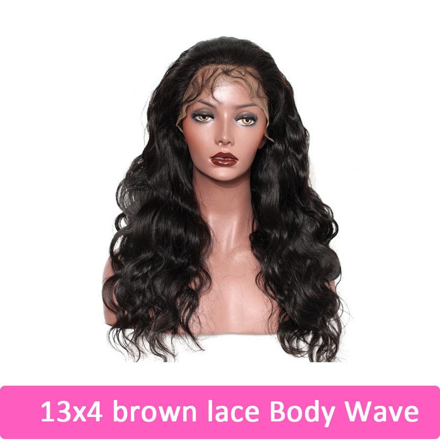 13x4 Body Wave 150% density HD Transparent Lace brazilian pre pluck natural human hair swiss front frontal wig for black women