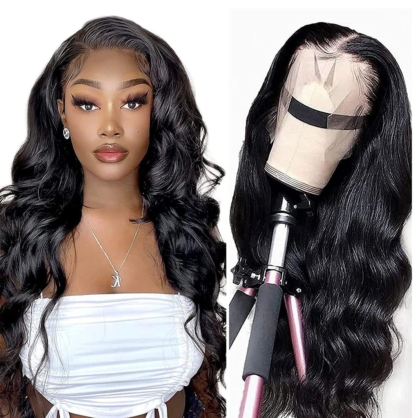 13x4 Body Wave 150% density HD Transparent Lace brazilian pre pluck natural human hair swiss front frontal wig for black women