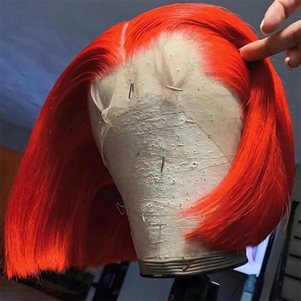 13x4 Bright Red Cut Bob Wig HD Lace