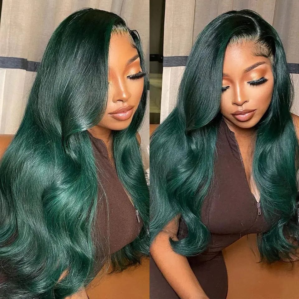 13x4 Lace Frontal Wig Dark Green Hair Wigs