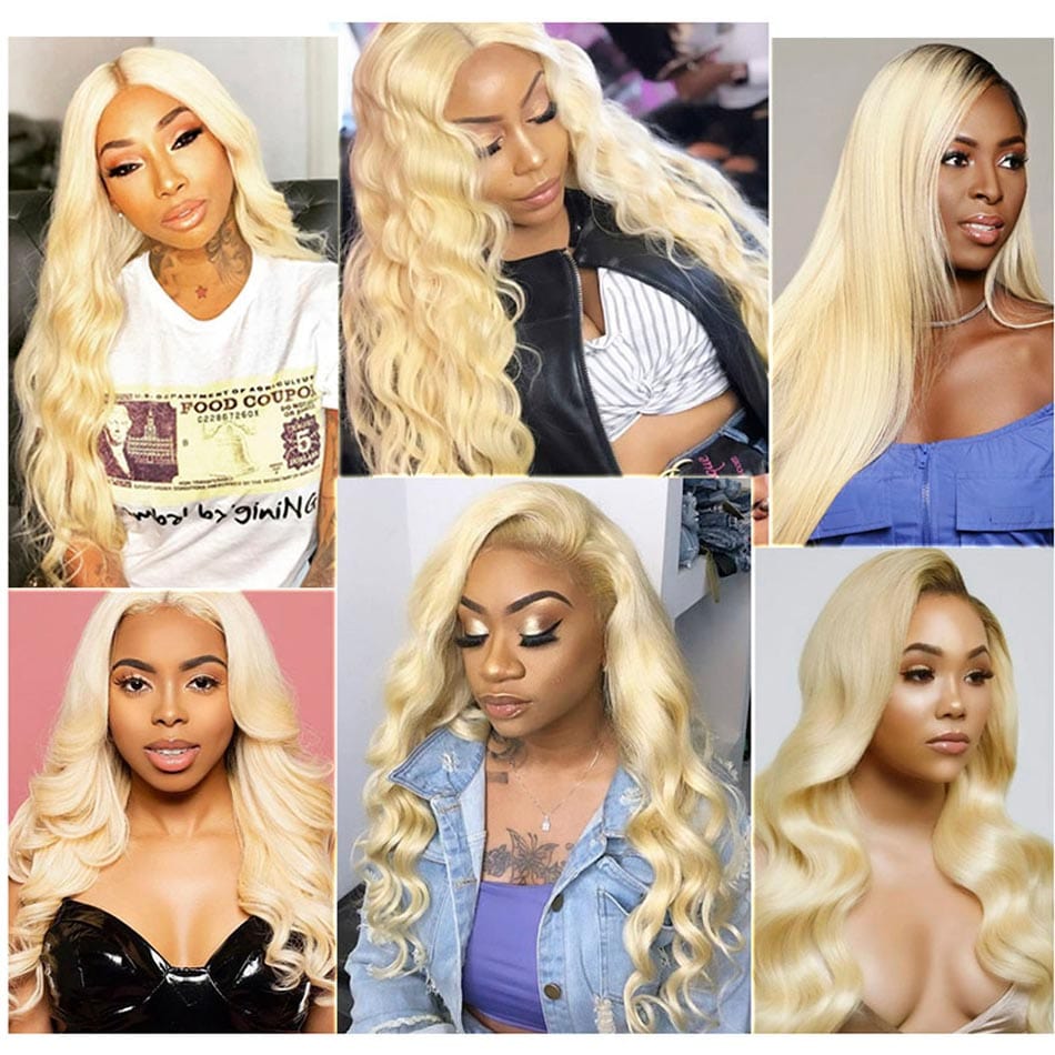 13x4 Straight body wave blond 613 Raw cheap wholesale Brazilian Virgin Human Hair Full Hd Curly Lace closure frontal Front Wig