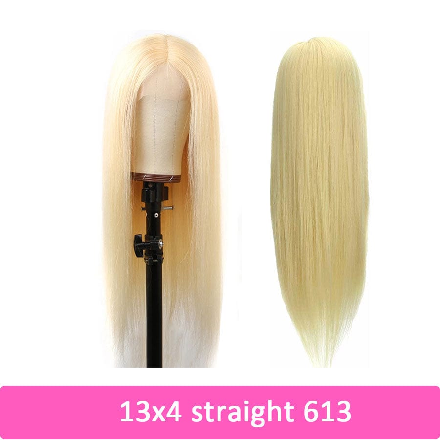 14 Inches / 13x4 straight 613 13x4 Straight body wave blond 613 Raw cheap wholesale Brazilian Virgin Human Hair Full Hd Curly Lace closure frontal Front Wig