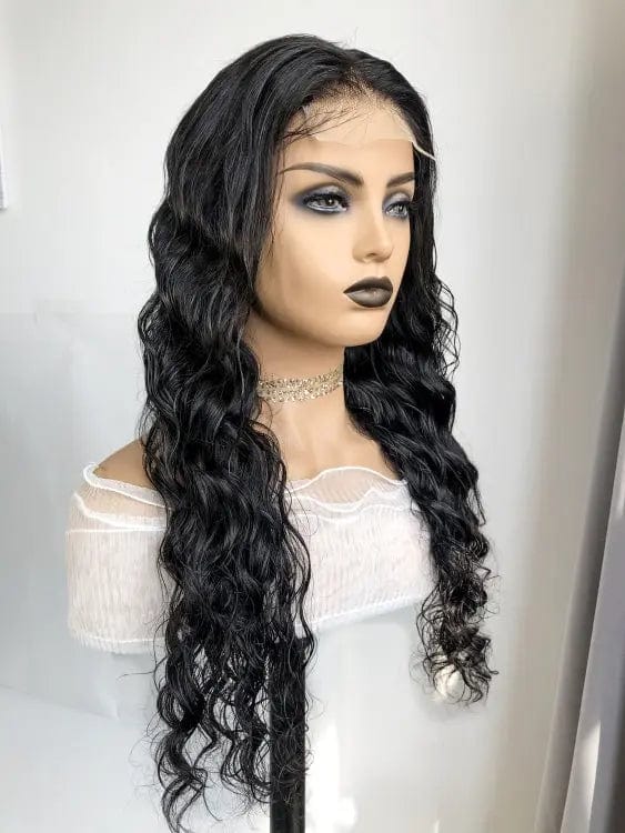 14 Inches / 180% density wig Year end promotion 180% density 4*4 lace wig loose deep wave virgin Indian Human Hair wig for black woman available in stock