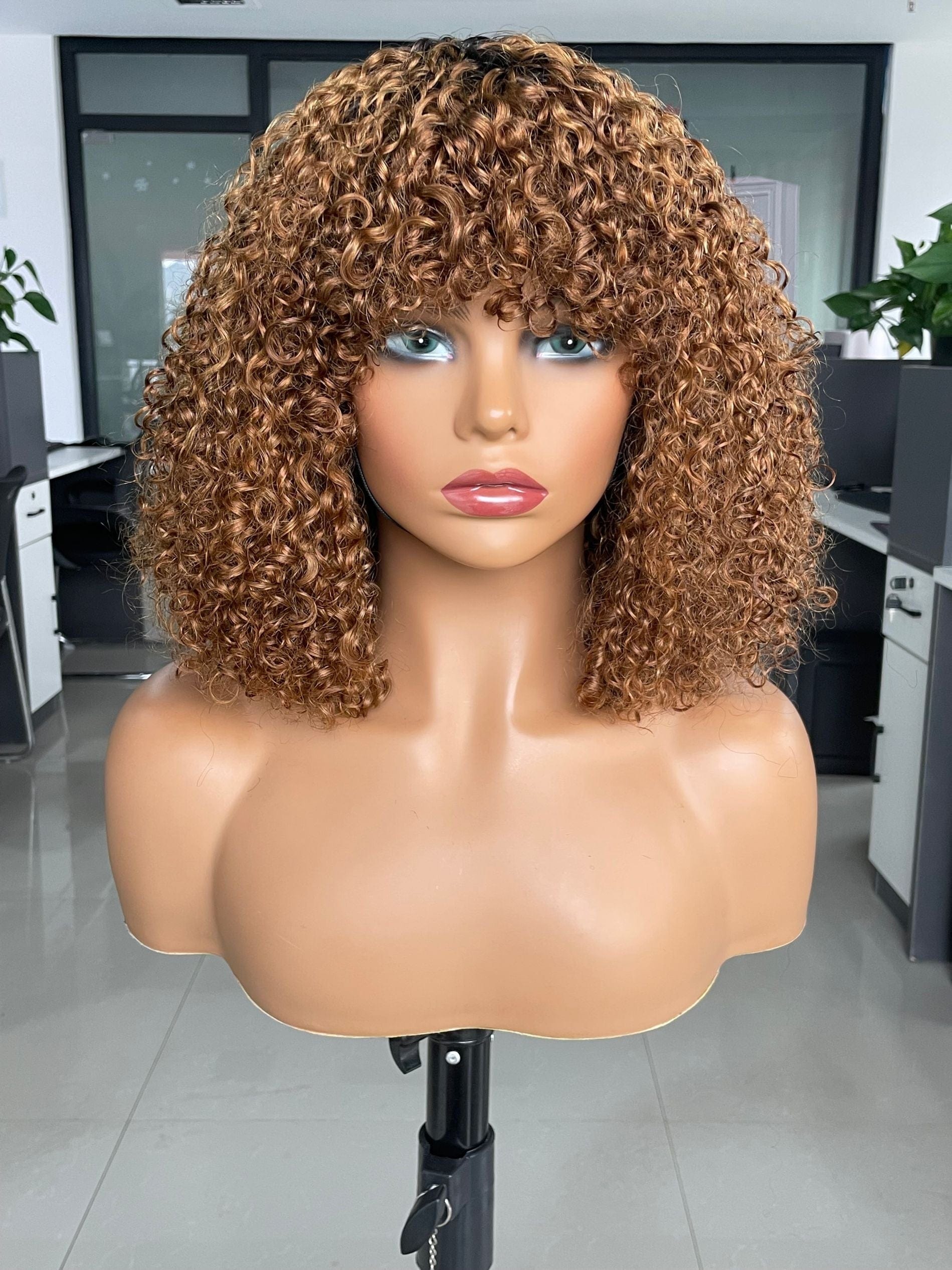 14 Inches / 1b/30 full machine made pixie curl wig Mayqueen Wholesale Highlight Virgin Human Hair Wigs HD Lace Front Brazilian Short 1b/30 13*4T-Part lace Wigs  Human Hair Wig