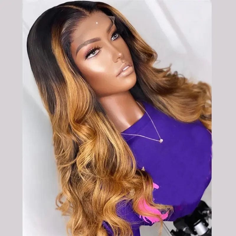 14 Inches / 2 Customized Super Wave Ombre Honey Brown Wigs