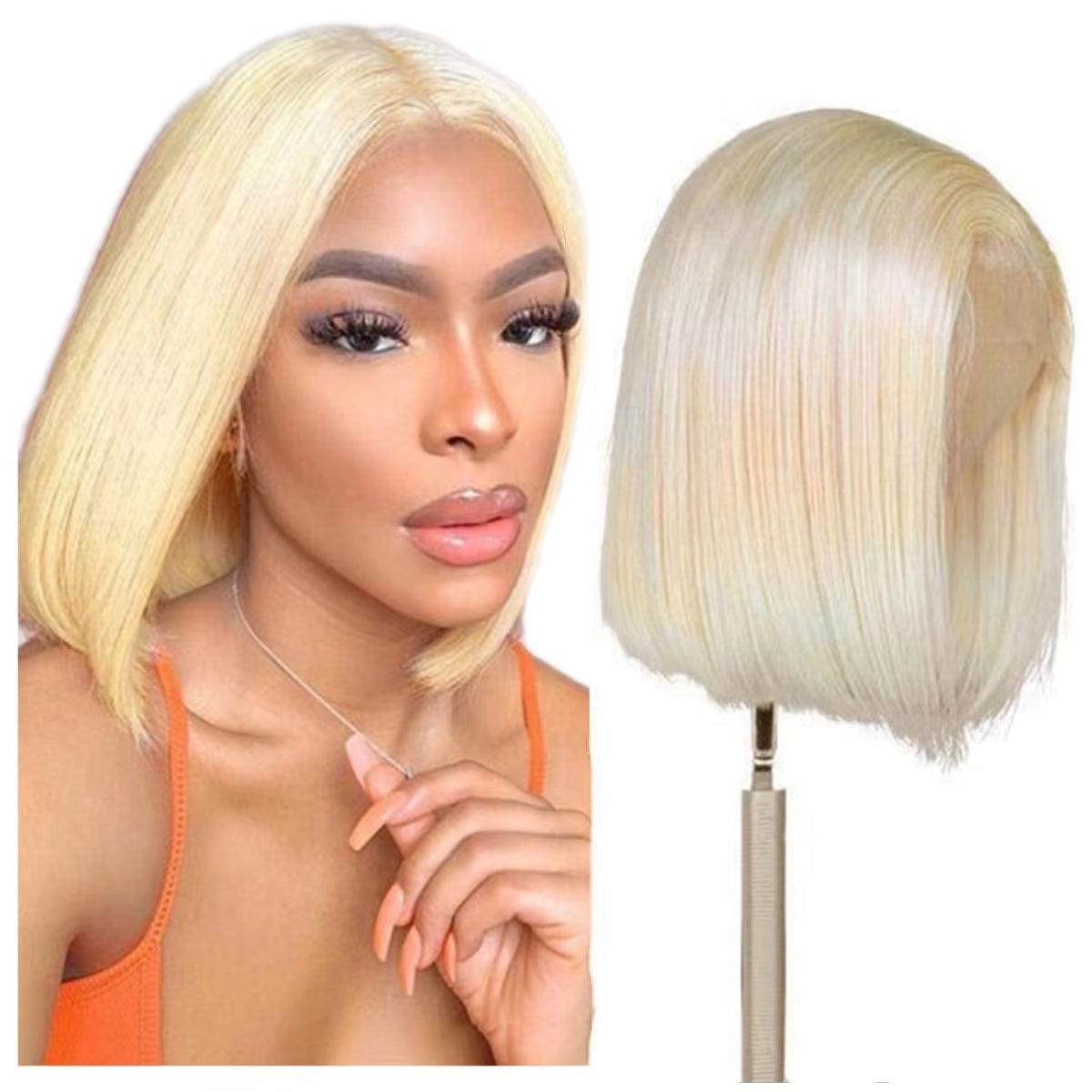 14 Inches / 4x4-613 Wholesale Peruvian Bob Lace Front Human Hair Wig,Cheap 4*4 Lace Closure Short Bob Wig,Transparent Glueless Virgin Curly Bob Wigs