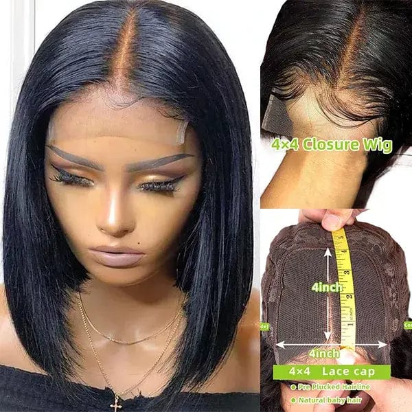 14 Inches / 4x4 wig 7 Bliss Human Hair Lace Front Wigs Closure Bob Wigs