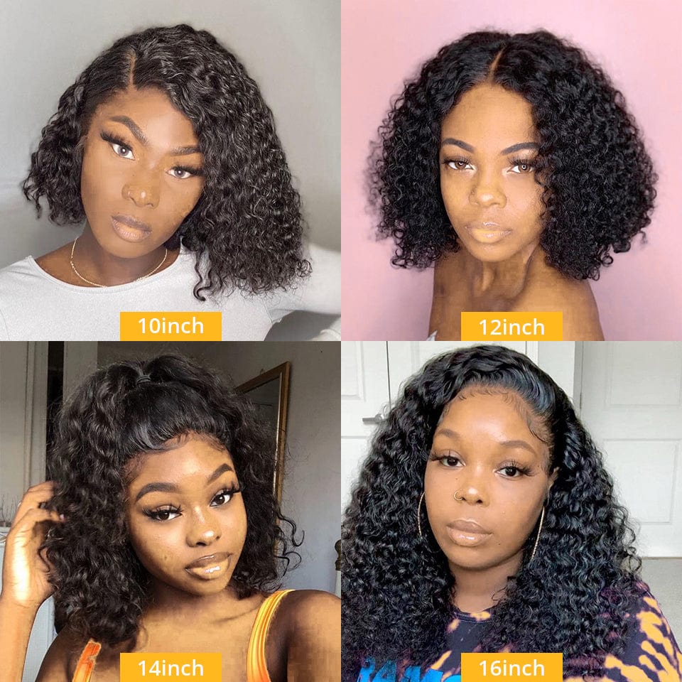 14 Inches / bob-Curly Wholesale Peruvian Bob Lace Front Human Hair Wig,Cheap 4*4 Lace Closure Short Bob Wig,Transparent Glueless Virgin Curly Bob Wigs