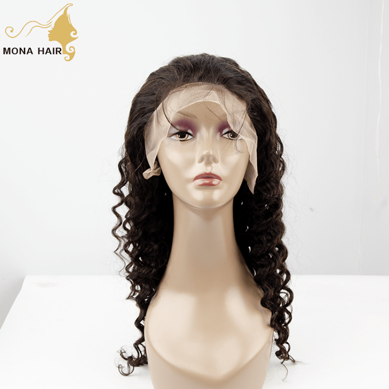 14 Inches / Deep Wave Frontal Wig wholesale prices pre plucked loose deep wave 4x4 5x5 glueless closure wig 100% natural raw peruvian human hair lace wigs