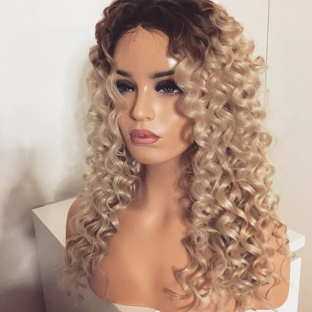 14 Inches / Ombre Blonde Hot Selling Long Wavy HD Transparent Lace Front Wig Ombre Blonde Deep Wave Virgin Hair Wigs