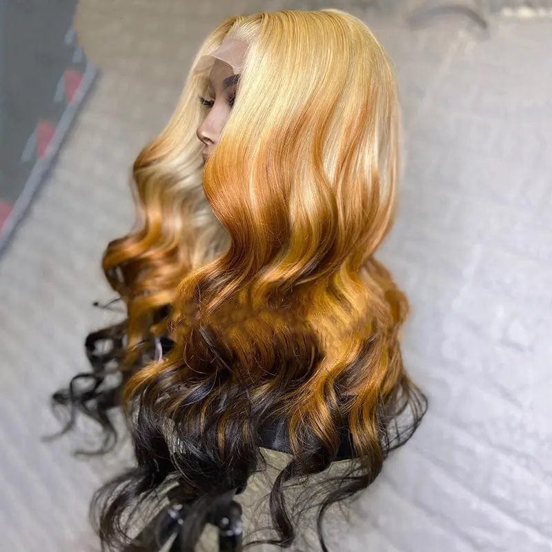 14 Inches / Ombre Blonde New Arrived HD Transparent Lace Front Wigs Body Wave Ombre Blonde Human Hair Wigs