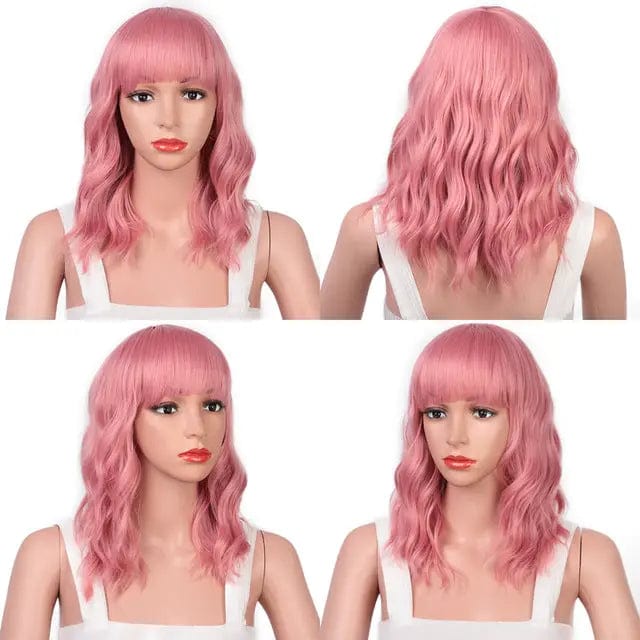 14 Inches / Pink# Vigorous 14 inches Natural Wave Wig