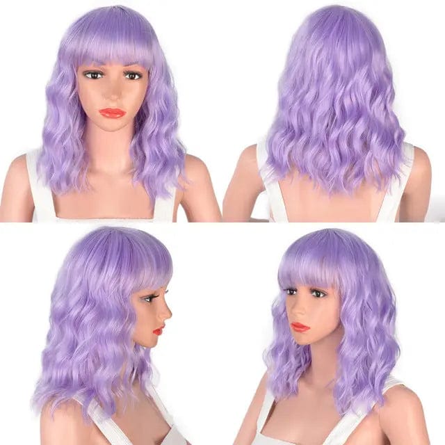 14 Inches / Purple# Vigorous 14 inches Natural Wave Wig