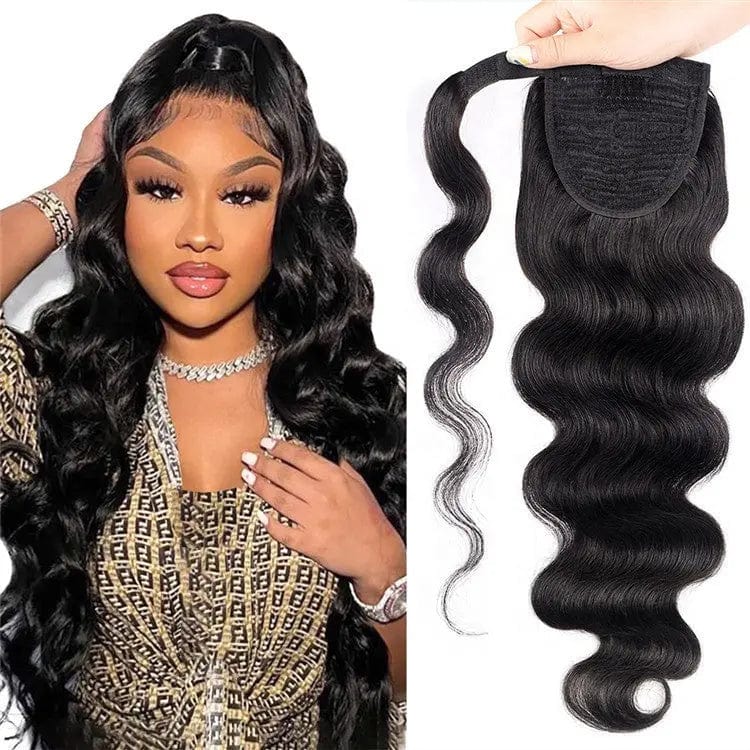 14 Inches / # style5 Wholesale 12A Grade Double Drawn Ponytail Extension Raw Cuticle Aligned Human Hair Bundles Extension Weft