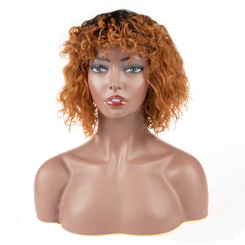 14 Inches / TT1B/C30 sleek top quality wholesale hot selling cheap High Temperature  Heat Resistant afro kinky curl Synthetic Hair Wigs for women