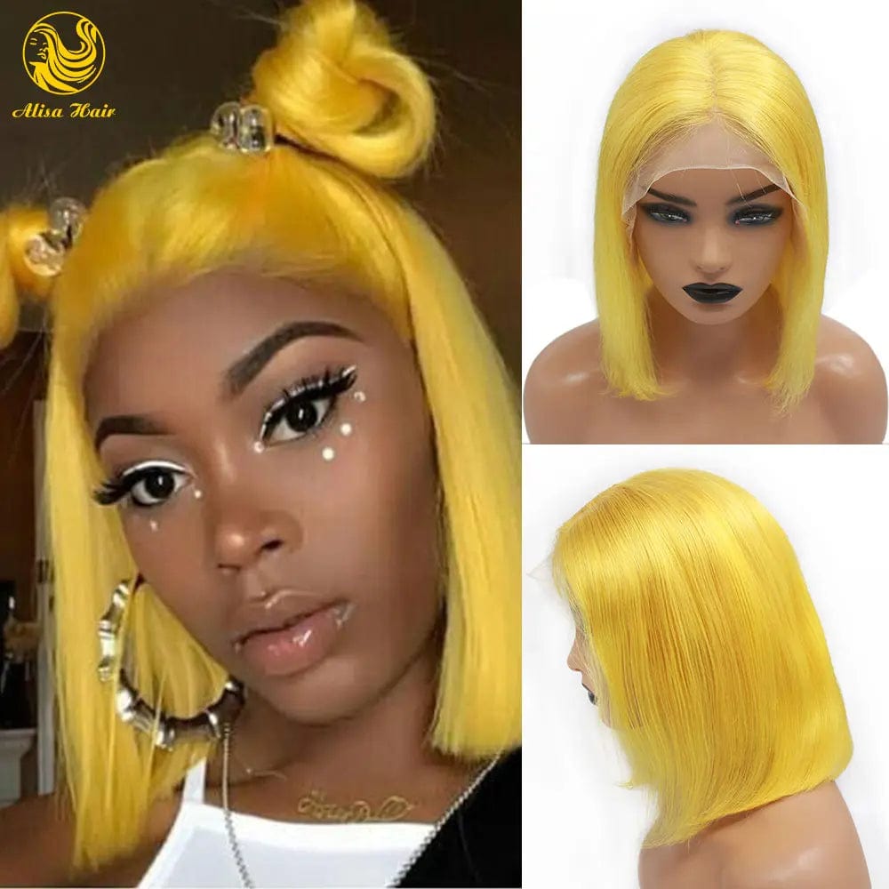 14 Inches / Yellow Yellow Colour Raw Indian Hair