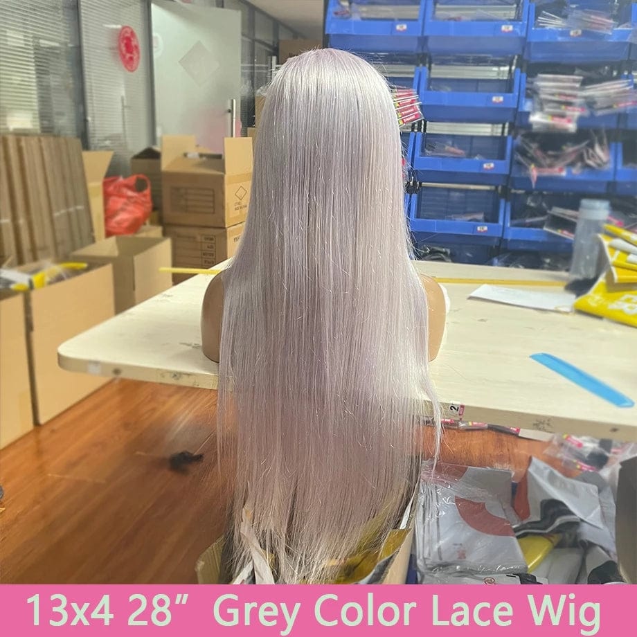 150% Customized Brazilian Straight Silver Grey 13x4 Lace