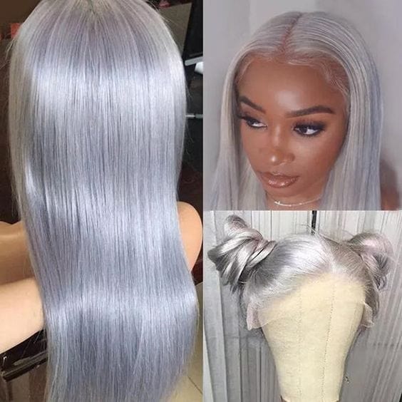 150% Customized Brazilian Straight Silver Grey 13x4 Lace