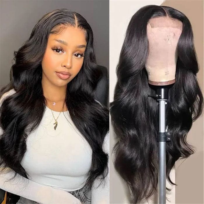 150 Density 100 Raw Virgin Cuticle Aligned Human Hair Bone Straight Body Wave Transparent Closure Wig 5X5