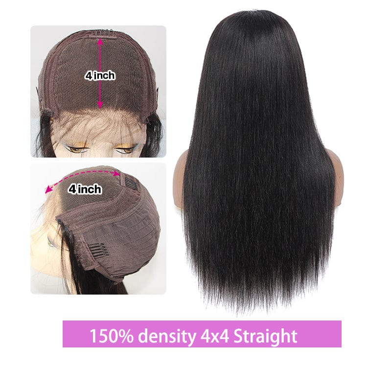 150 Density 100 Raw Virgin Cuticle Aligned Human Hair Bone Straight Body Wave Transparent Closure Wig 5X5