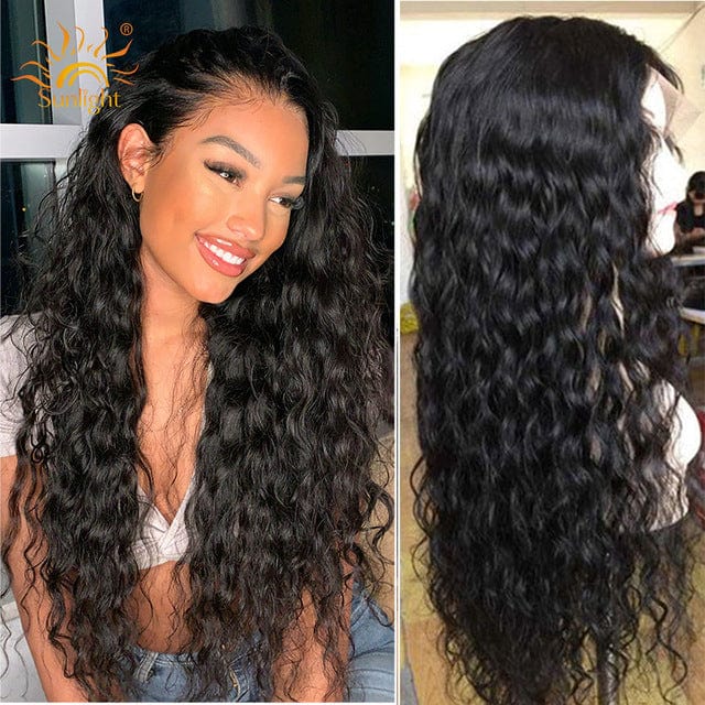 150 Density 4x4 Closure Peruvian Water Wave Wig Glueless 4x4 Wigs For Black Women Sunlight Remy Pre Plucked Lace Wigs