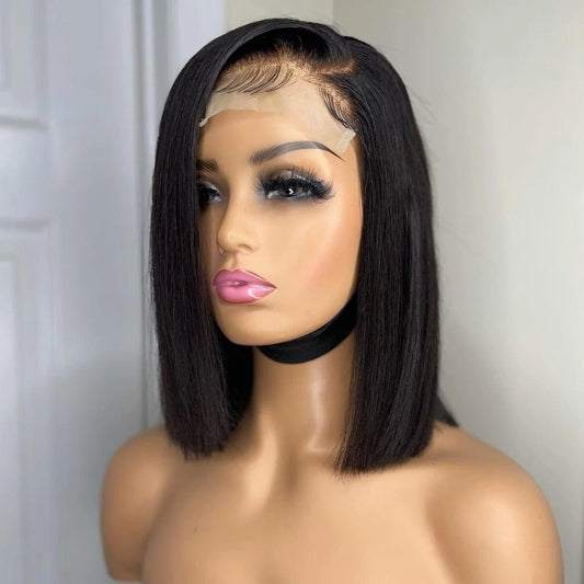 150% Density Transparent Bone Straight Bob Wig Cuticle Aligned Virgin Body Wave 4X4  Brazilian Human Hair Glueless Hd Lace Wig