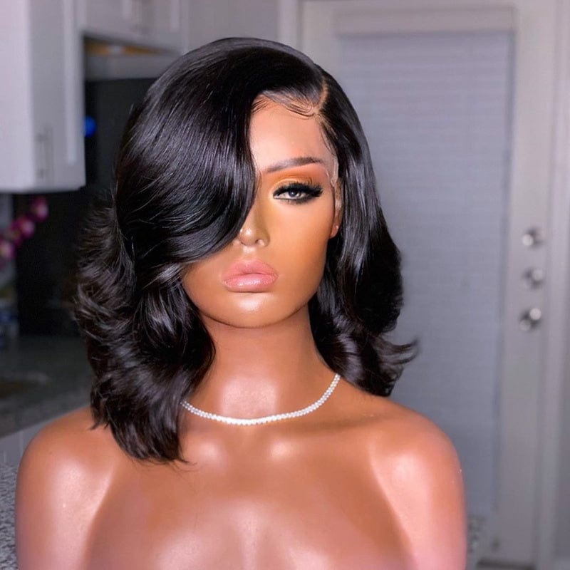 16 Inches / 13*4 Lace Front Wig 5 Pre Plucked Honey Brown Wave Short Bob Wig Full Ends Remy Health Human Hair Swiss Lace Front Wigs