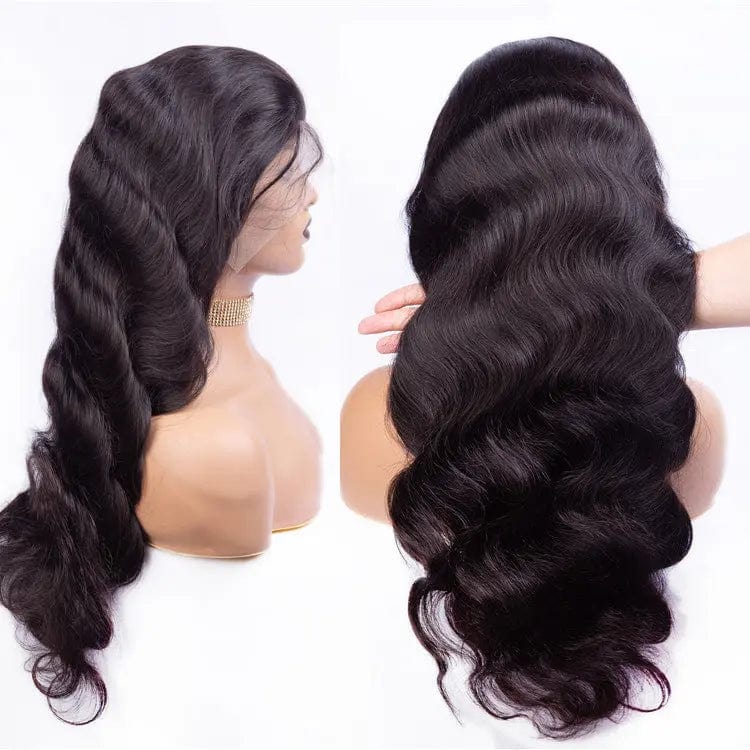 16 Inches / 13x4 Body Wave Wholesale Thick 180% Density 13x4 Transparent Lace Front Wig Bone Straight Human Hair Wigs