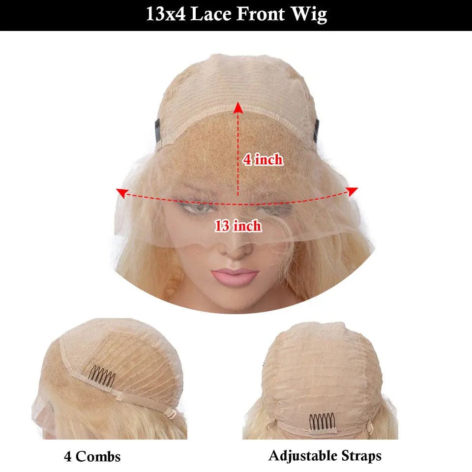 16 Inches / 13x4 Frontal Wig Body Wave Honey Blonde Highlight Lace Part Wig