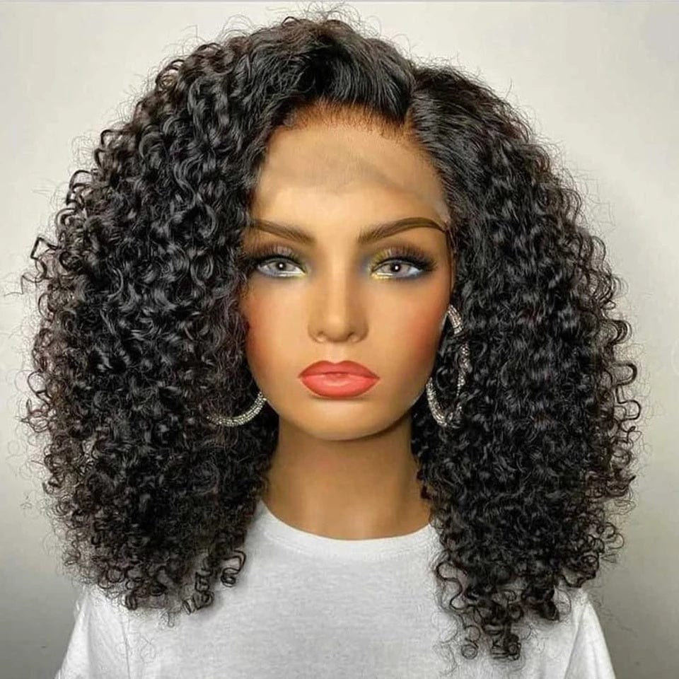 16 Inches / 180% Density Wholesale Pre Plucked Pixie Curly Wigs Brazilian Unprocessed Hair Afro Wave Lace Front Wigs for Black Women