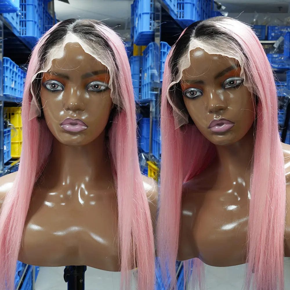 16 Inches / 1B/pink 13x4 Frontal Wig 150% Cheap 100% Raw Pre Plucked Lace Pink Wig