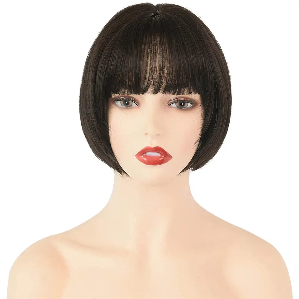 16 Inches / Black 7JHH Natural Black Straight Synthetic Wigs