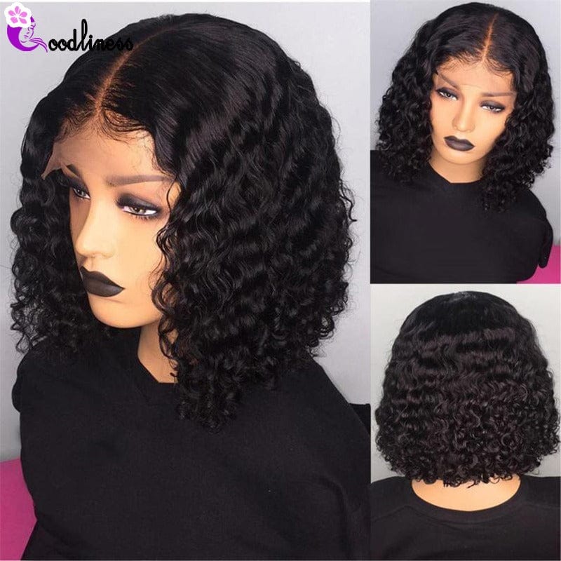 16 Inches / Curly Wig New Arrival Bob Curly Wigs Human Hair Straight Bob Wigs With Bangs Cheap Price Human Hair Short Lace Front Wigs For Black Women