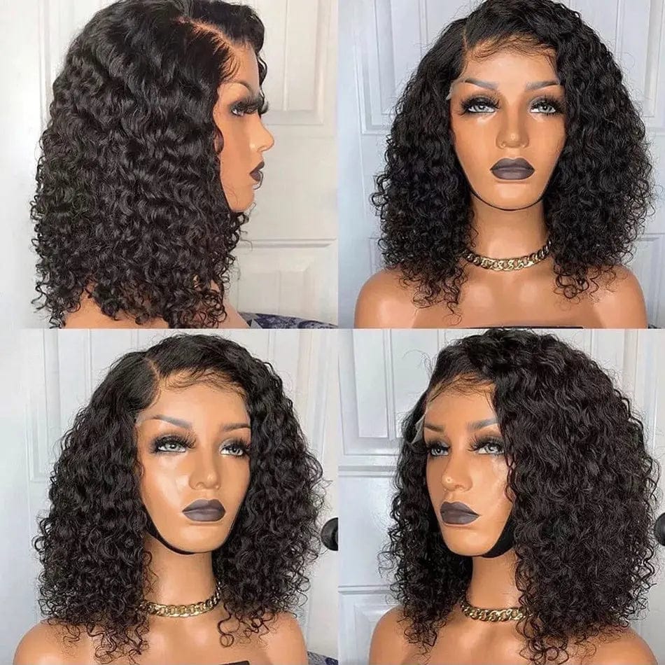 16 Inches / kinky curly bob wig Cheap Brazilian Hair Short Bob Wigs