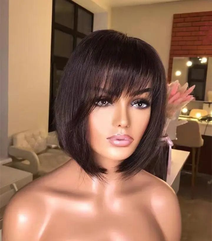 16 Inches / Natural Black 12A Top Grade Brazilian Human Hair Short Bob