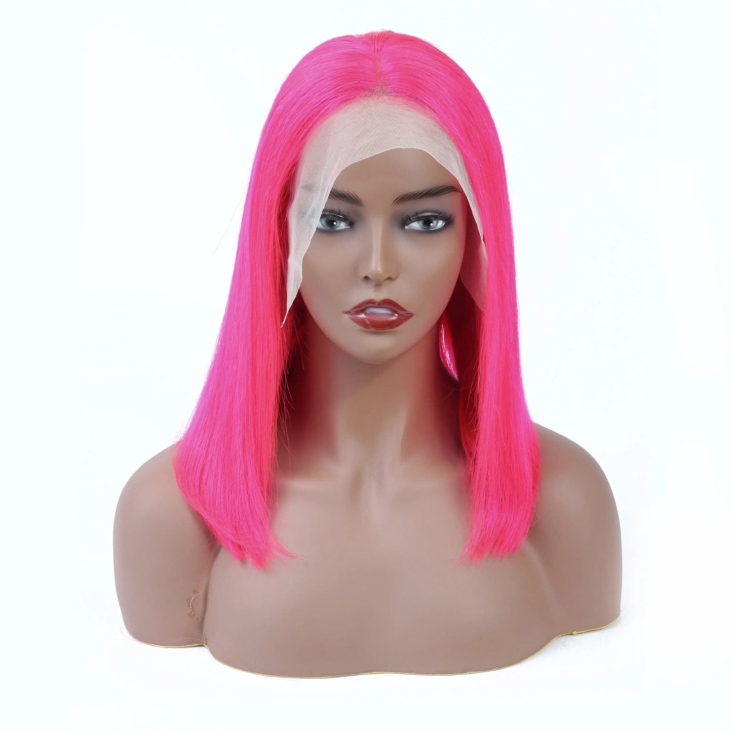 16 Inches / Pink lace front wigs ISEE HAIR Long Pink Lace Front Human Hair Wigs