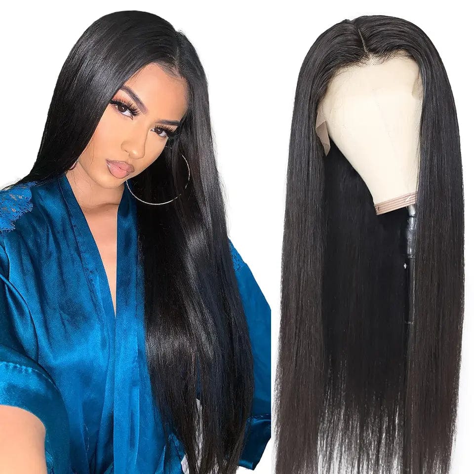 16 Inches / Straight Natural Human  Hair Extensions Black Women,cuticle Aligned Unprocessed Raw Virgin Hair Brazilian Hair Hd Lace Frontal Wigs