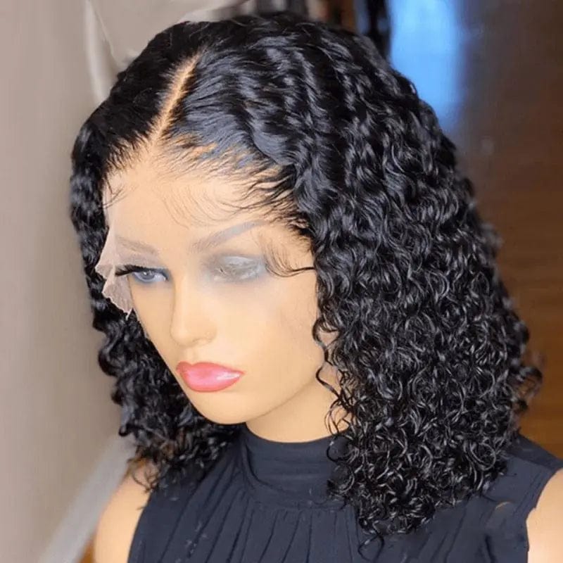 16 Inches / water wave Raw Unprocessed Bob Human Hair Lace Front Wig, Virgin Brazilian Lace Wig Human Hair Straight