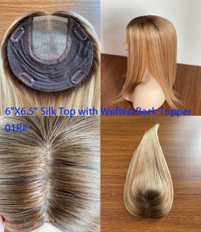 16inches / T4-8-60# 6X6.5 6"X 6.5'' 8''X 8'' Silk Top with Weft Back Silk Base Human Hair Wig