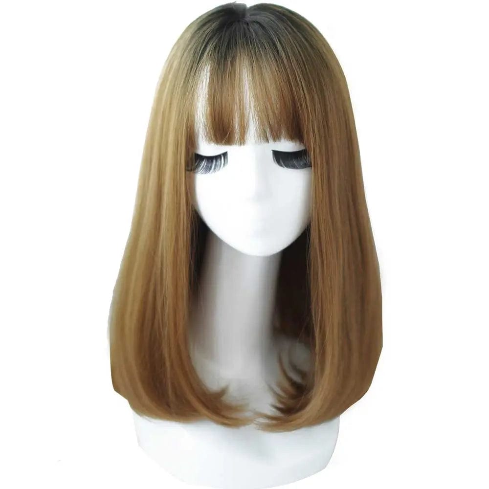 17 inches / hony with top black 7JHH Straight Hair Wigs For Women