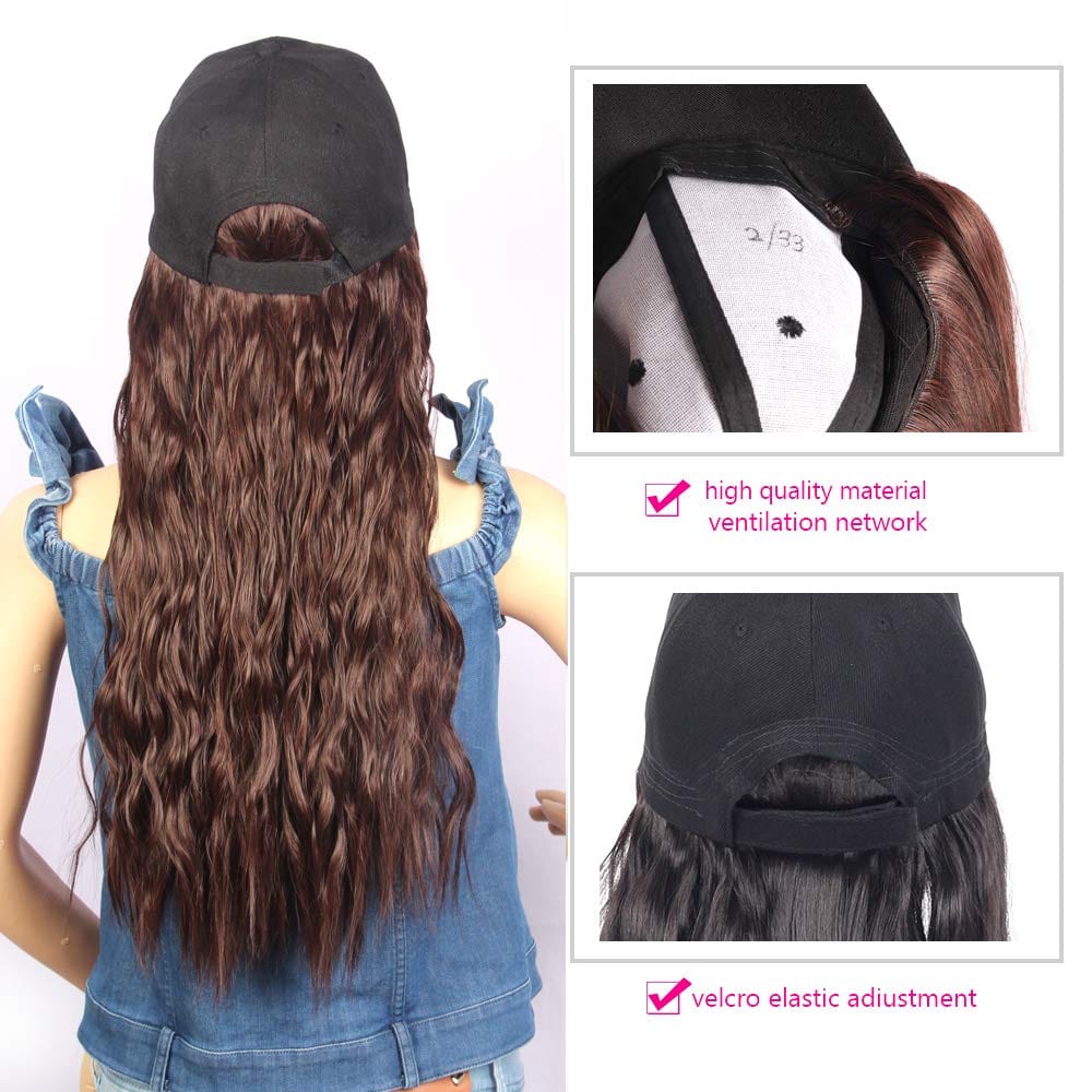 18 Inches / 2/33 Jean hat wigs with human hair attached wig hats for black women