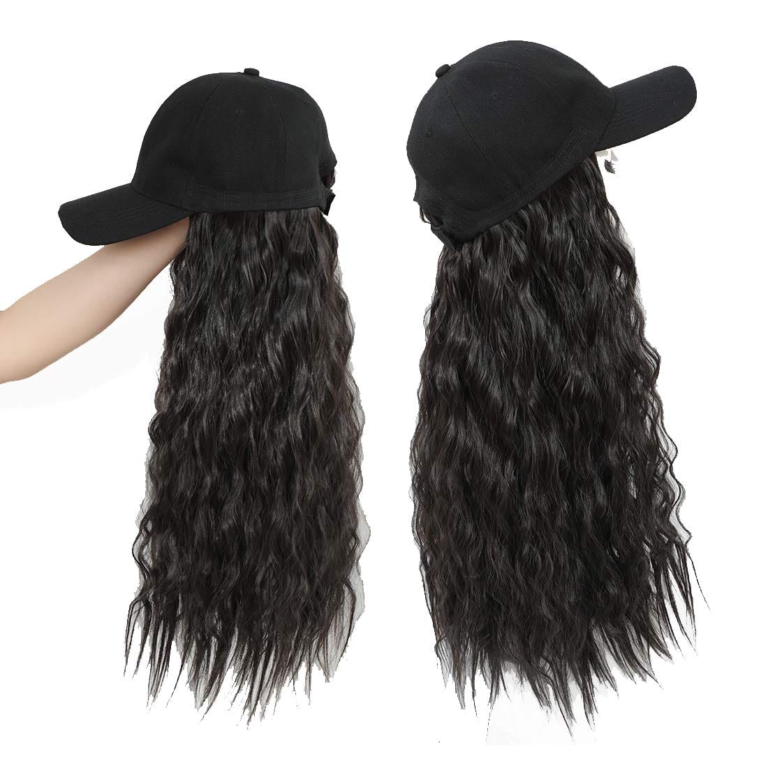 18 Inches / #2 Jean hat wigs with human hair attached wig hats for black women