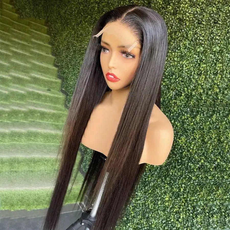 18 Inches / Black Factory Price Long Straight Wigs Human Hair Deep Part Lace Front Wigs for Black Women