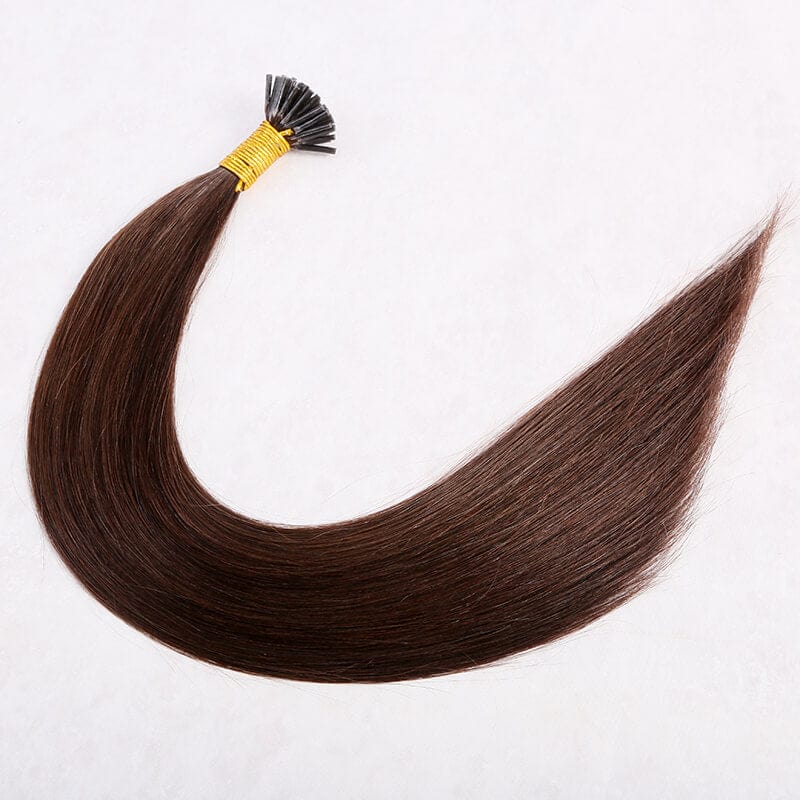 18 Inches / Chocolate Brown (#3) Wholesale 100 Keratin Hair Flat Tip U Tip Human Hair Extension Best Quality Prebonded I Tip Hair