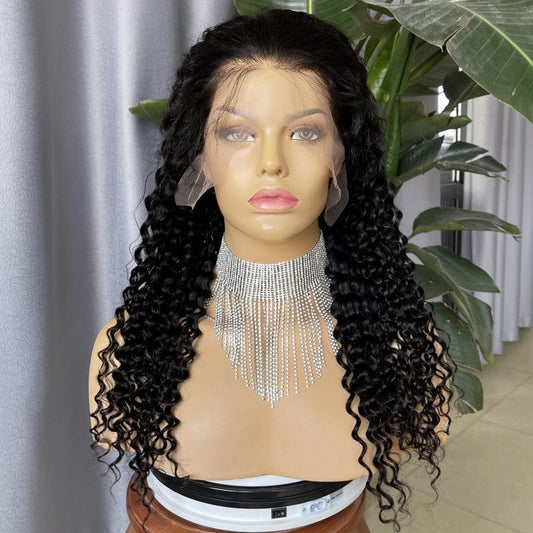 18 Inches / natural New Tight Deep Curl Lace Front Wig Human Hair Wig For Black Women