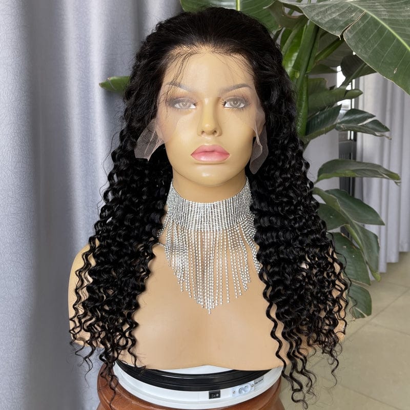 18 Inches / natural New Tight Deep Curl Lace Front Wig Human Hair Wig For Black Women