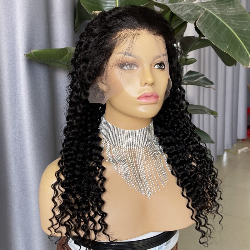 18 Inches / natural New Tight Deep Curl Lace Front Wig Human Hair Wig For Black Women